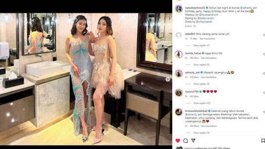 Natasha Wilona kenakan mini dress di pesta ulang tahun Ashanty