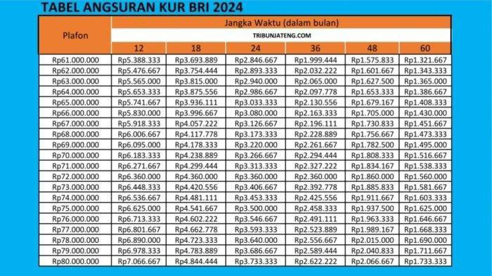 4. Tabel Angsuran Rp61 juta hingga Rp80 juta.