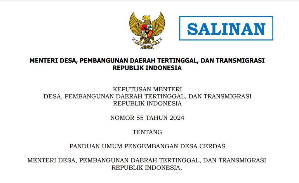 Kepmen PDTT Nomor 55 tahun 2024