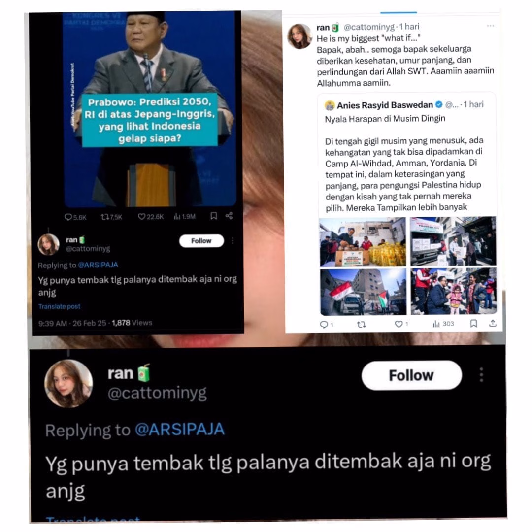 Pemilik akun X @cattominyg ingin menembak kepala Presiden Prabowo Subianto. - Gambar Aset Republka